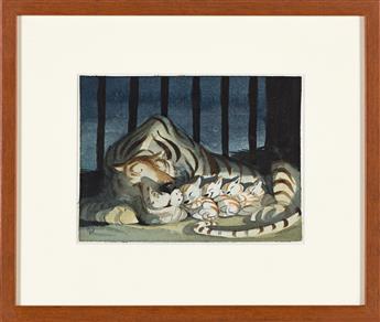 (WALT DISNEY STUDIOS.) DUMBO Mother Tiger and Babies * Mother Tiger Asleep. [ANIMATION]